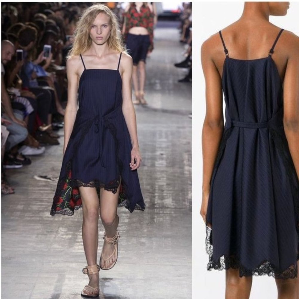 Alexander Wang 2017 Runway Lace Trim A-Line Rose Dress Size 0